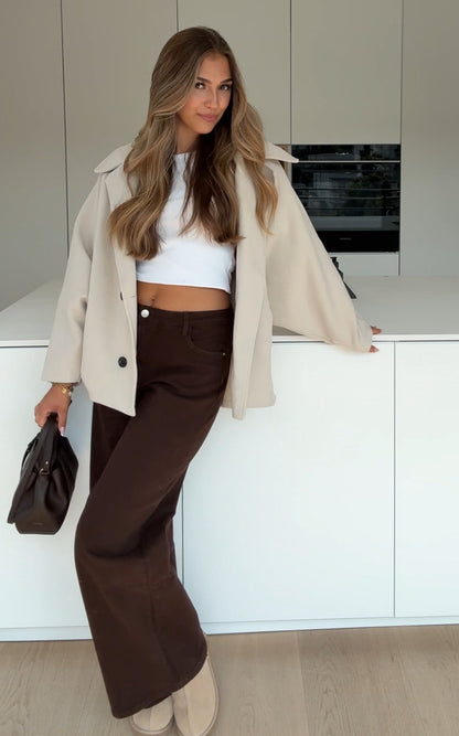 CHAQUETA OVERSIZE CREMA