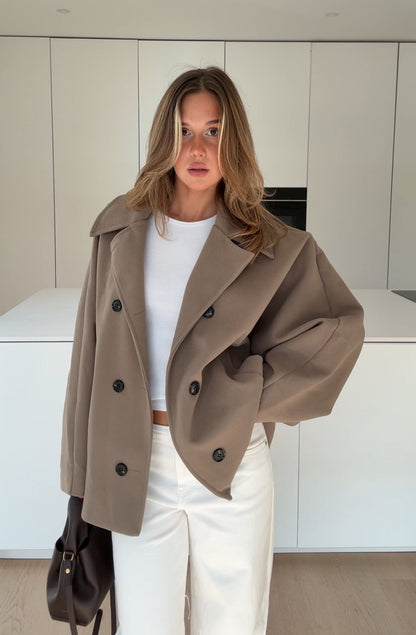 CHAQUETA OVERSIZE COLOR CANELA