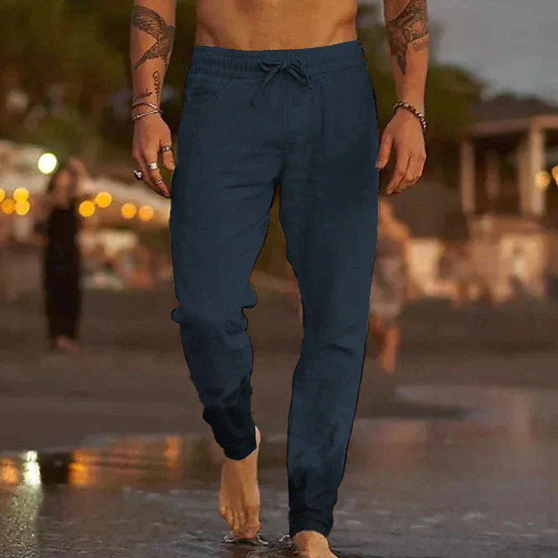 PANTALONES DE PLAYA DE LINO