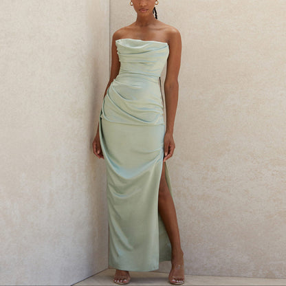 VESTIDO LARGO DE FIESTA SIN TIRANTES